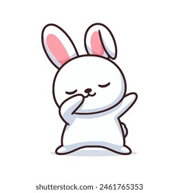 cute rabbit dabbing pose cartoon kawaii vector illustration template design. cute cartoon character.