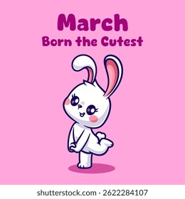 Cute Rabbit Dance Cartoon Vector Icon Illustration. Animal Education Icon Concept Isolated Premium Vector. Flat Cartoon Style