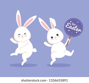 cute rabbit dancing with easter sticker