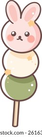 Cute rabbit dango on a stick