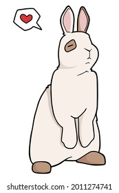 Cute rabbit. Dialogue about love. Spotted decorative rabbit. 