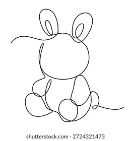 Boneca de coelho bonito um desenho de linha. Boneca de coelho bonito ilustração de linha única. Boneca de coelho bonito minimalista arte de linha. Boneca de coelho bonito arte vetorial