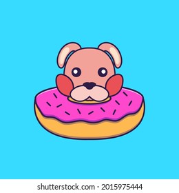 Rute Kaninchen mit einem Donut auf dem Hals.