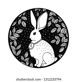 Cute rabbit. Doodle art. Vector illustration
