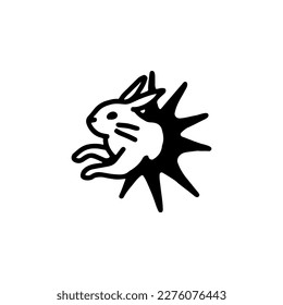 cute rabbit doodle illustration vector