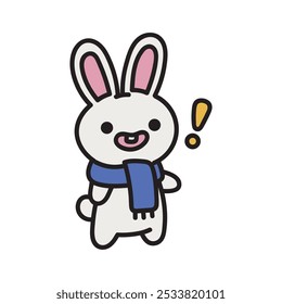 Cute Rabbit Doodle Illustration - Rabbit Wearing Scarf