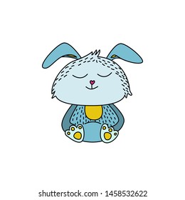 Cute rabbit in doodle style. Vector illustration. Isolated on white background