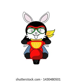 cute rabbit drive motorcycle for kids t shirt, wallpaper, frame etc
