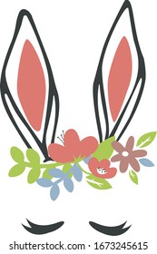 Cute rabbit ears for Happy Easter Day. Vector Illustration for Greeting card, promotion, poster, flyer