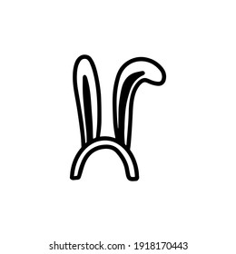 Sombrero de orejas de conejo. Orejas de conejo aisladas en un fondo blanco. ilustración vectorial en el estilo doodle