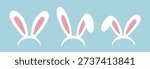 Cute rabbit ears headband flat vector icon set.
Bunny ears costume headband flat illustration.
Easter bunny ear hairband clipart set.