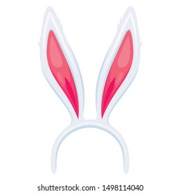 Cute rabbit ears headband vector cartoon illustration. Social networks app AR face mask, filter. Bunny ears funny headwear. Kids carnival party costume element isolated on white background