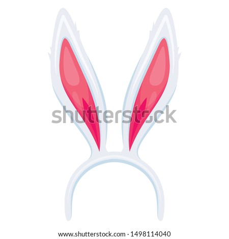 Cute rabbit ears headband vector cartoon illustration. Social networks app AR face mask, filter. Bunny ears funny headwear. Kids carnival party costume element isolated on white background