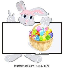 Cute rabbit with Easter basket/ Cute rabbit