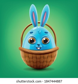 cute rabbit in easter basket