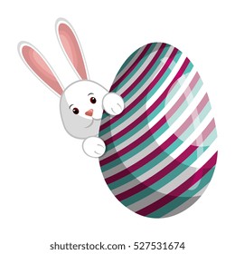 cute rabbit easter character with egg