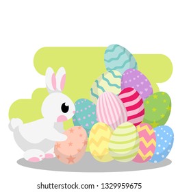 CUTE RABBIT EASTER DAY BUNNY HAPPY  EGG