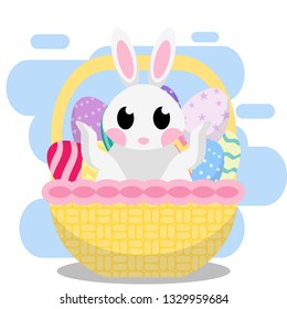 CUTE RABBIT EASTER DAY BUNNY HAPPY  EGG