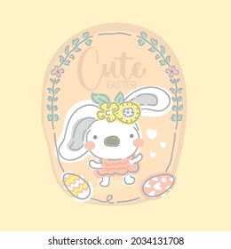 Cute rabbit Easter Day catholic, flower day rabbit  cute  design  poster vector illustration for poster design pink background 