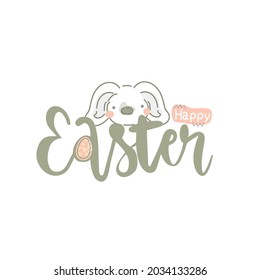 Cute rabbit Easter Day catholic, day rabbit  c  for gift  rfamily  colourful  colours  uncolored  ears  sweet poster design      vector illustration isolated white background. 