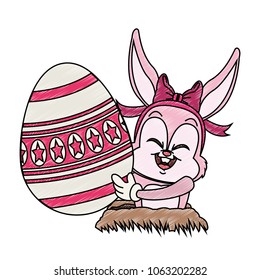 Cute rabbit with easter egg