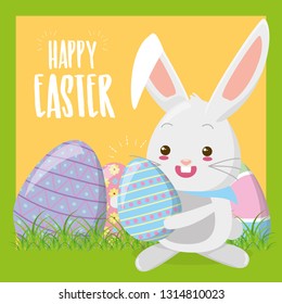 cute rabbit with easter egg
