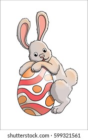 Cute rabbit with easter egg