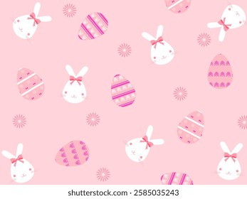It is a cute rabbit and easter egg background.