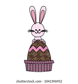 Cute rabbit with easter egg cartoon