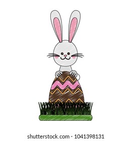 Cute rabbit with easter egg cartoon