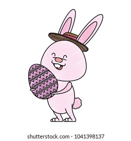 Cute rabbit with easter egg cartoon