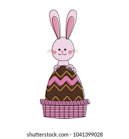 Cute rabbit with easter egg cartoon