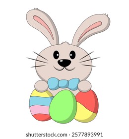 Cute Rabbit with Easter egg in color