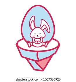 cute rabbit with easter egg icon