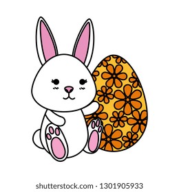 cute rabbit with easter egg painted