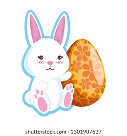 cute rabbit with easter egg painted