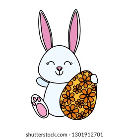 cute rabbit with easter egg painted