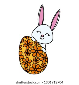 cute rabbit with easter egg painted