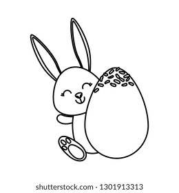 cute rabbit with easter egg painted