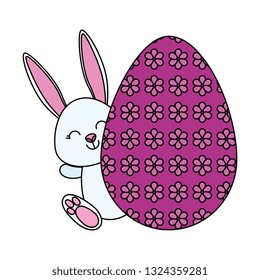 cute rabbit with easter egg painted