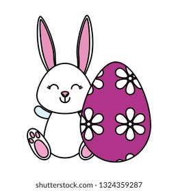 cute rabbit with easter egg painted