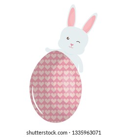 cute rabbit with easter egg painted