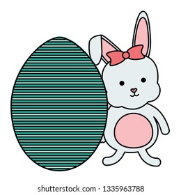 cute rabbit with easter egg painted