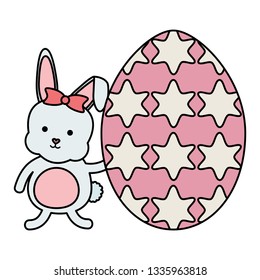 cute rabbit with easter egg painted