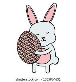 cute rabbit with easter egg painted