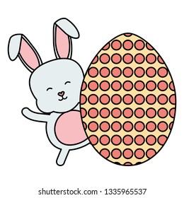 cute rabbit with easter egg painted