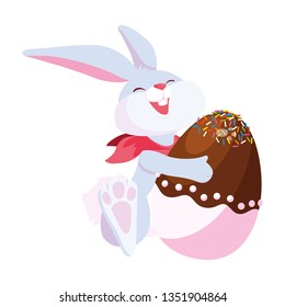 cute rabbit easter with egg painted