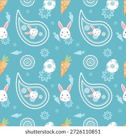 coelho bonito easter ovo vetor padrão sem costura
