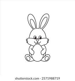 Cute rabbit with Easter eggs coloring book for kids Vector illustration