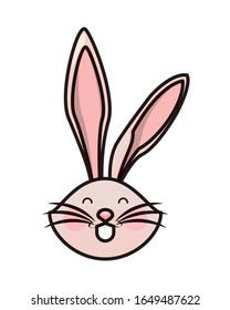 cute rabbit easter head character vector illustration design